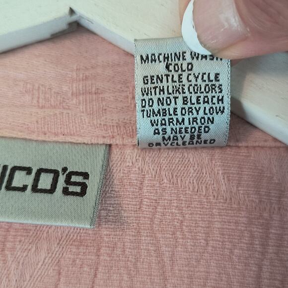 Chico's Blazer Women's Size 12 Pink Long sleeve Button Up Multi Pocket Crinkle - Picture 8 of 10